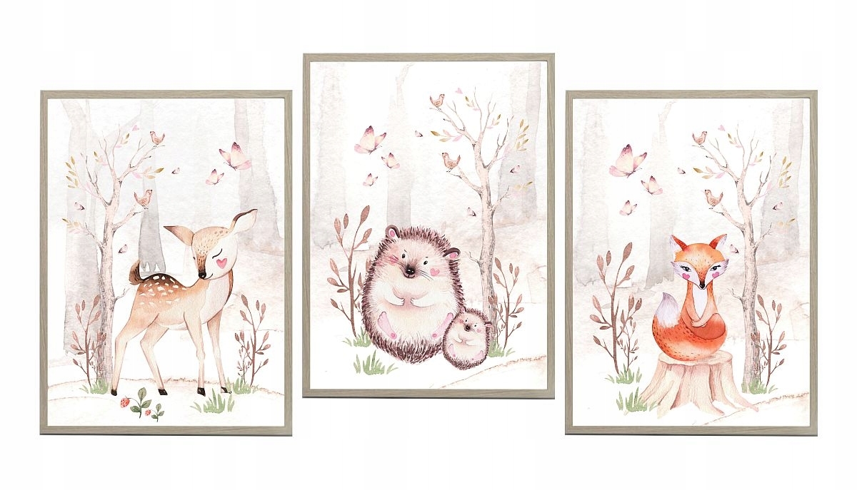 Posters - Deer, Porcupine, Fox / Set of 3