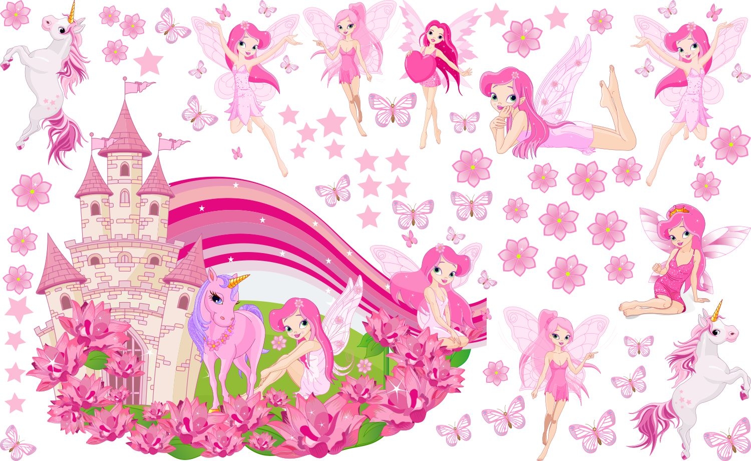 Wallsticker - Fairies and Unicorns