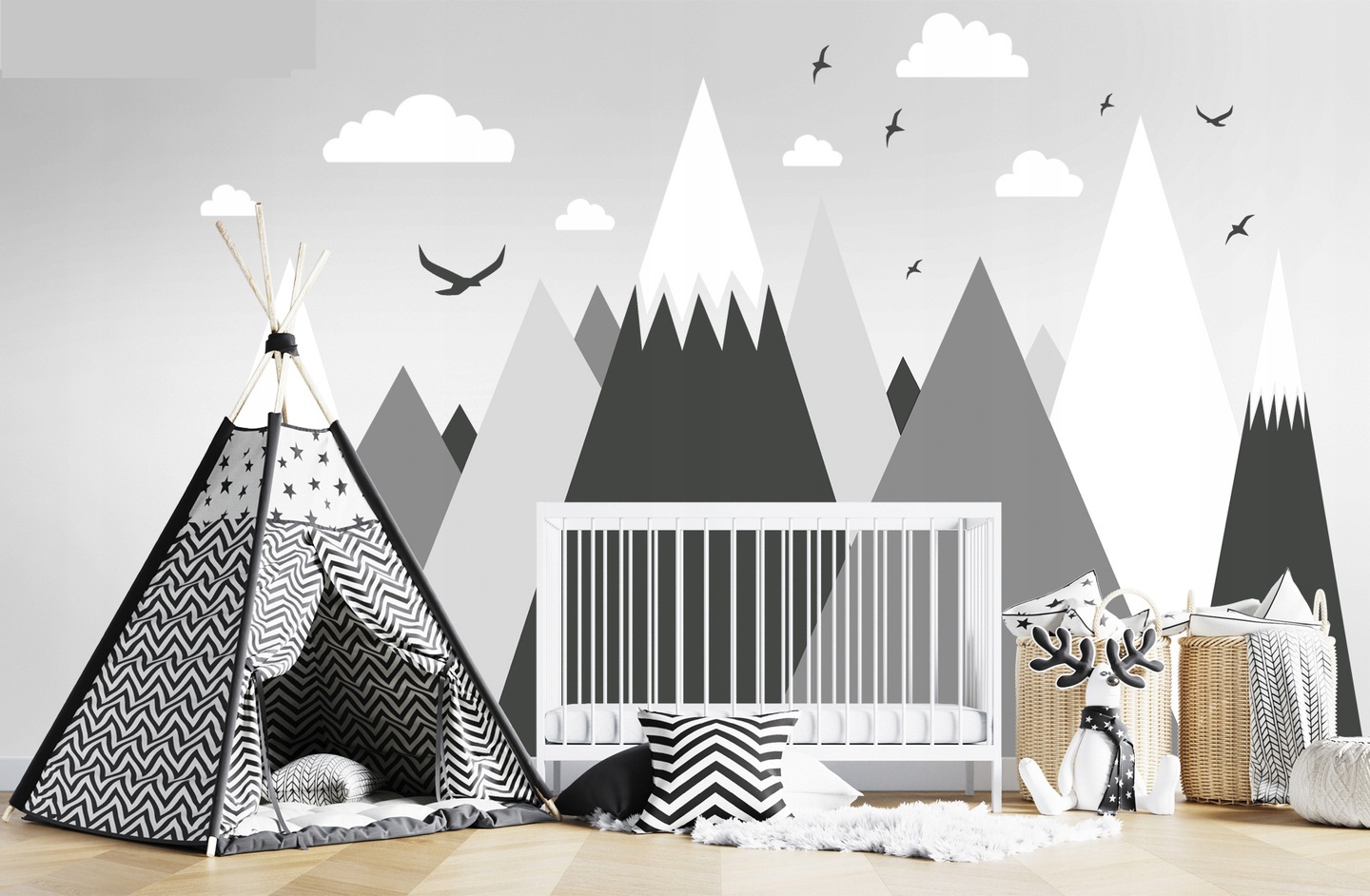Wallsticker - Mountains  sky / Grey
