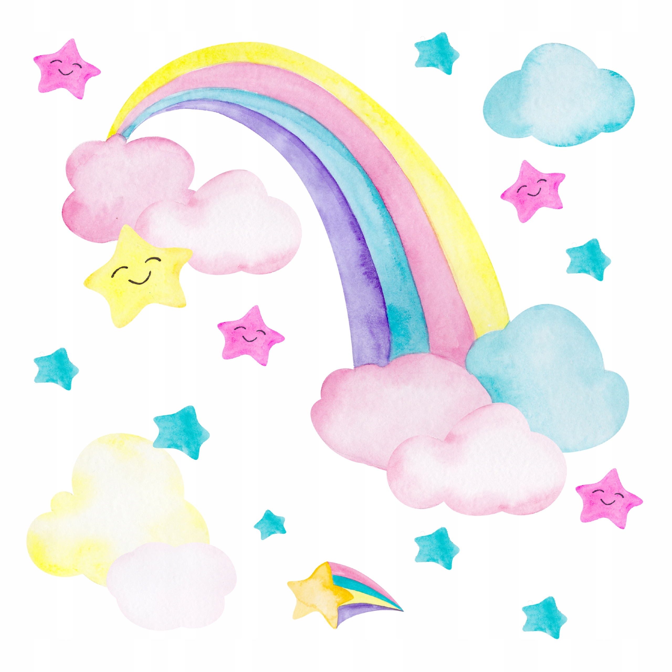 Wallsticker - Rainbow Clouds Stars