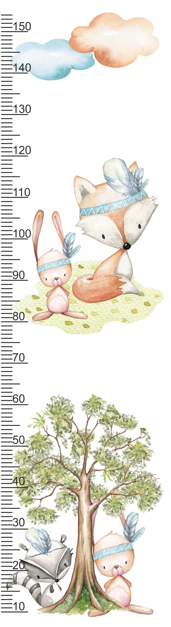 Wallsticker - Forest Animals 3 / Height Measure