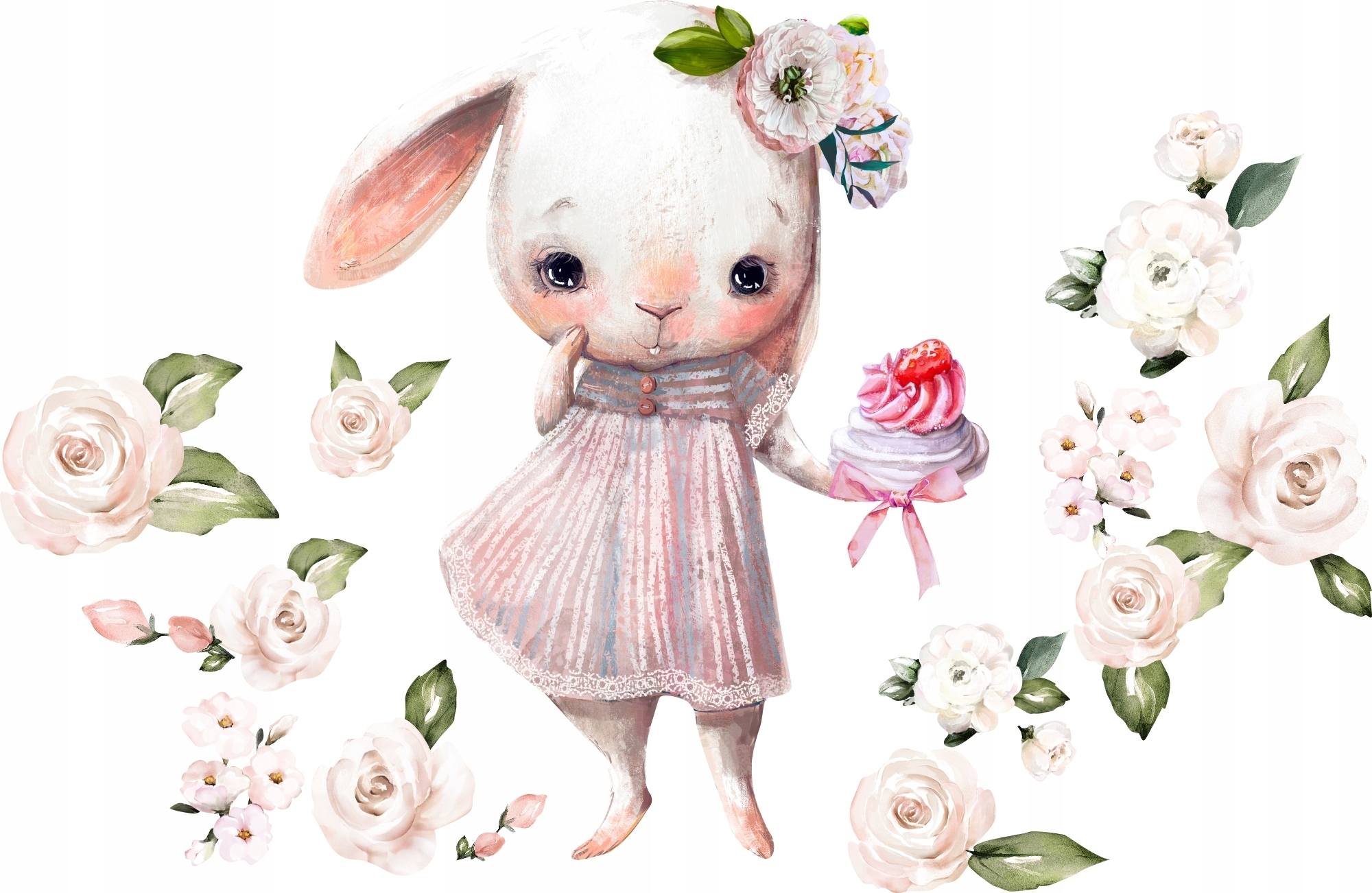 Wallsticker - Bunny with Flowers