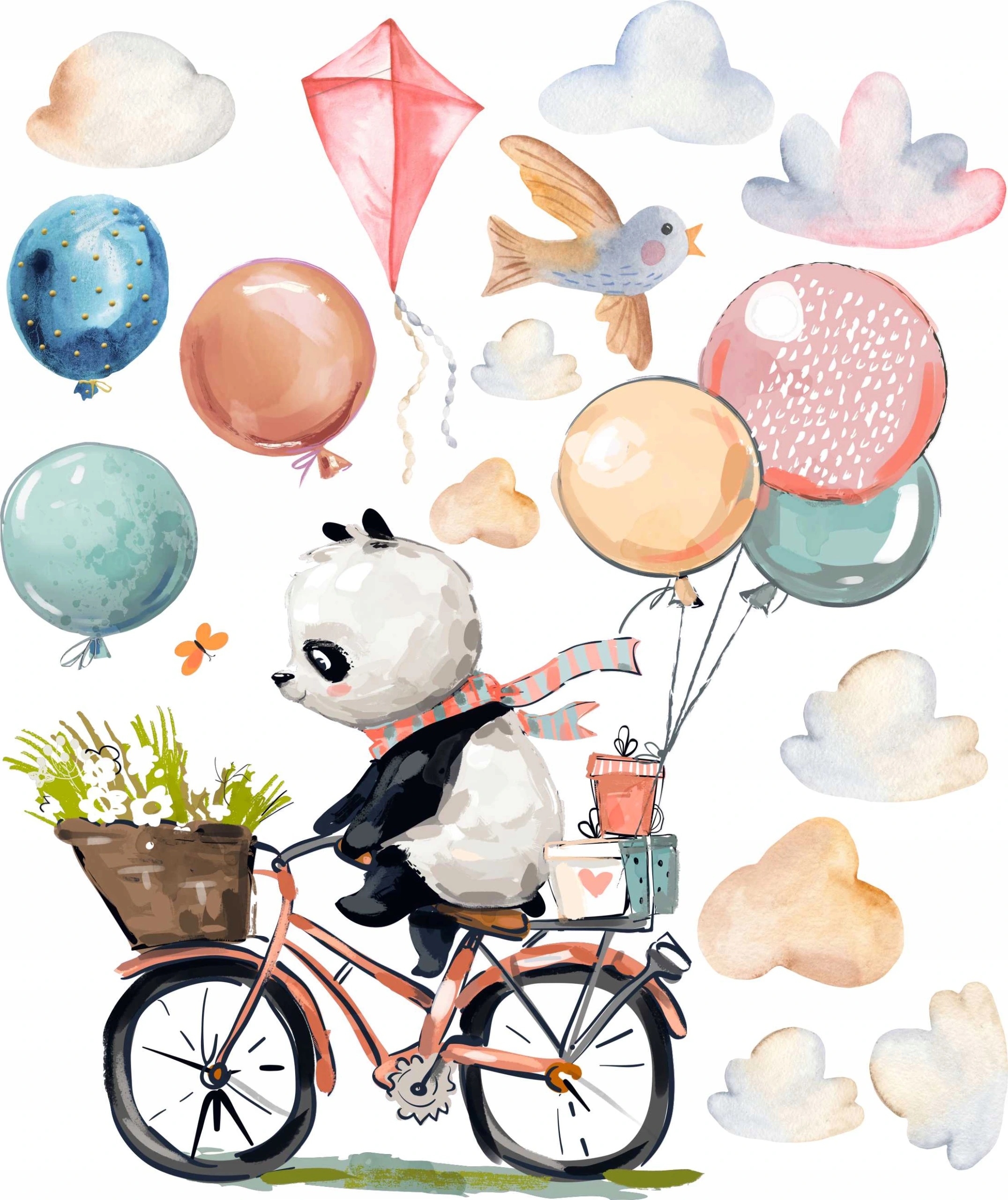 Wallsticker - Panda riding a Bike