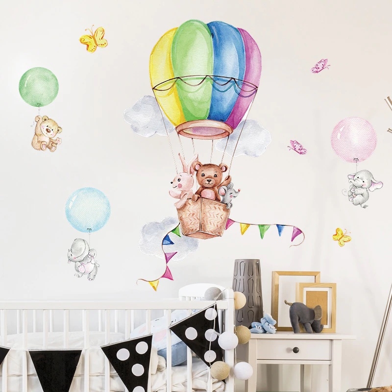 Wallsticker - Animal IN Hot Air Balloon