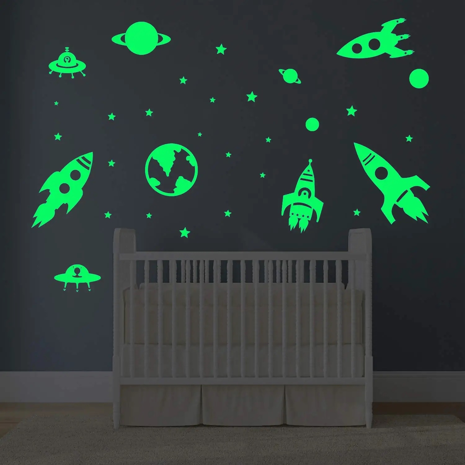 Wallsticker - Rockets and Planets /  Glow in the Dark