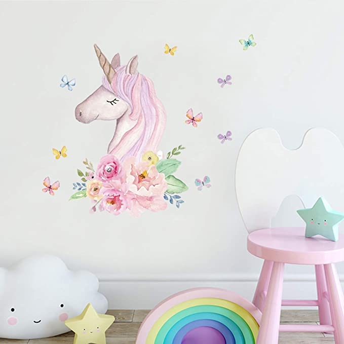Wallsticker - Unicorn and Butterflies