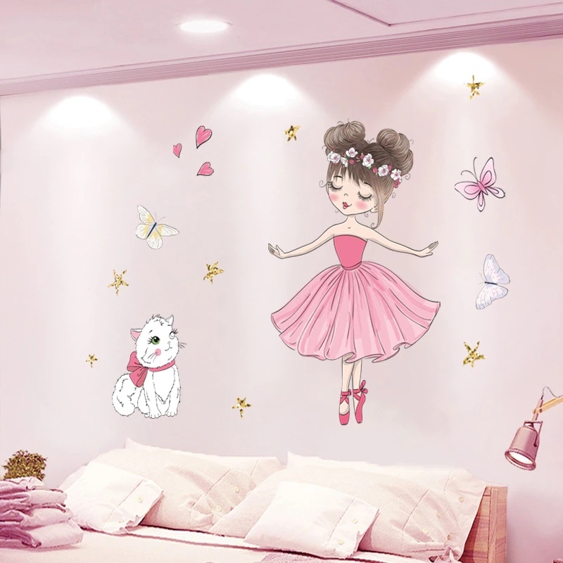 Wallsticker - Ballerina and Cat