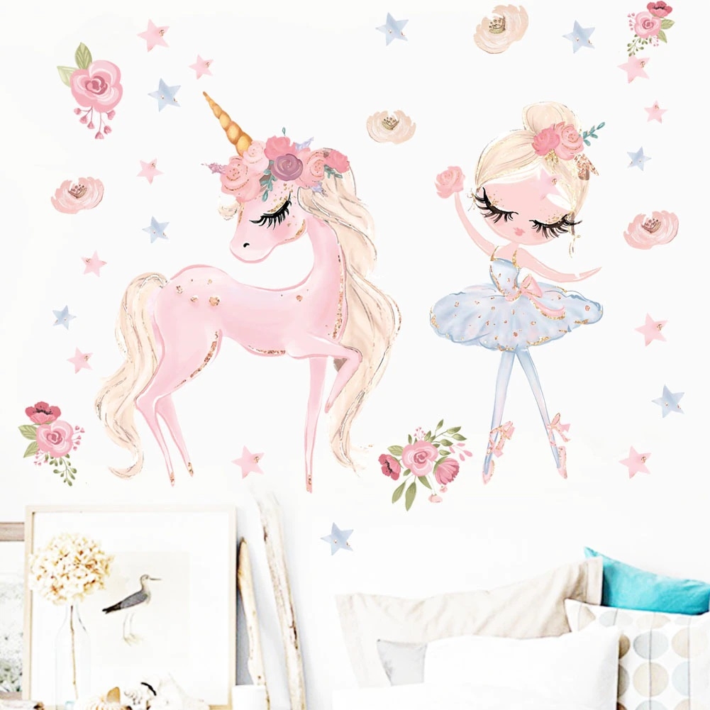Wallsticker - Ballerina and Unicorn