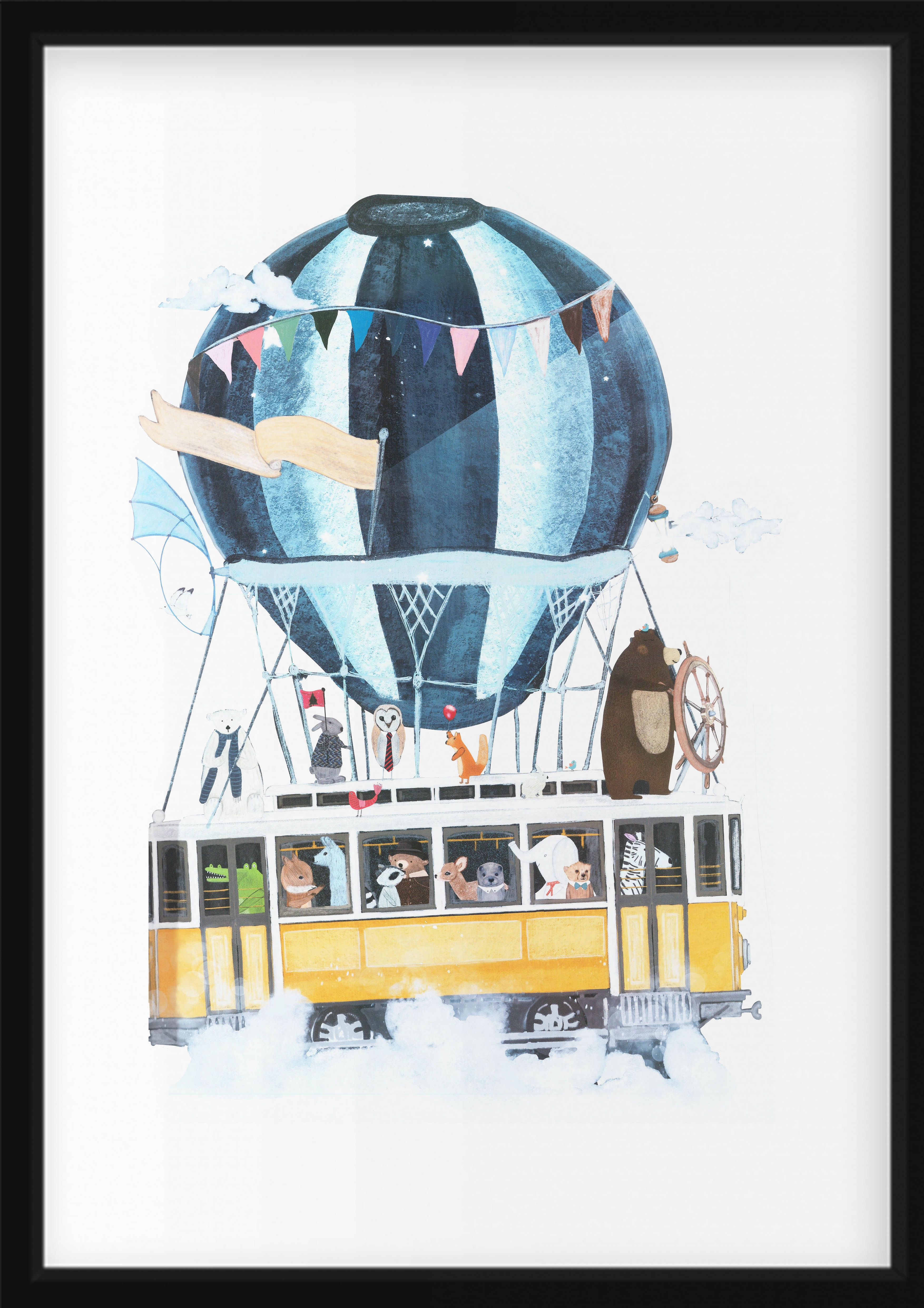 Poster - Bear and Friends in Hot Air Balloon