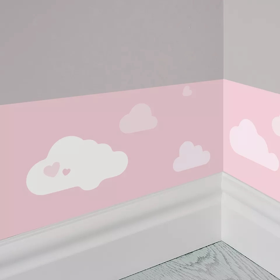 Wallsticker - Cloud Pattern Border / Pink Lemonade