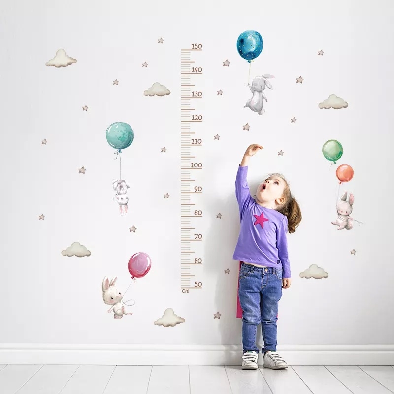 Wallsticker - Height Measure / Bunny with Balloons