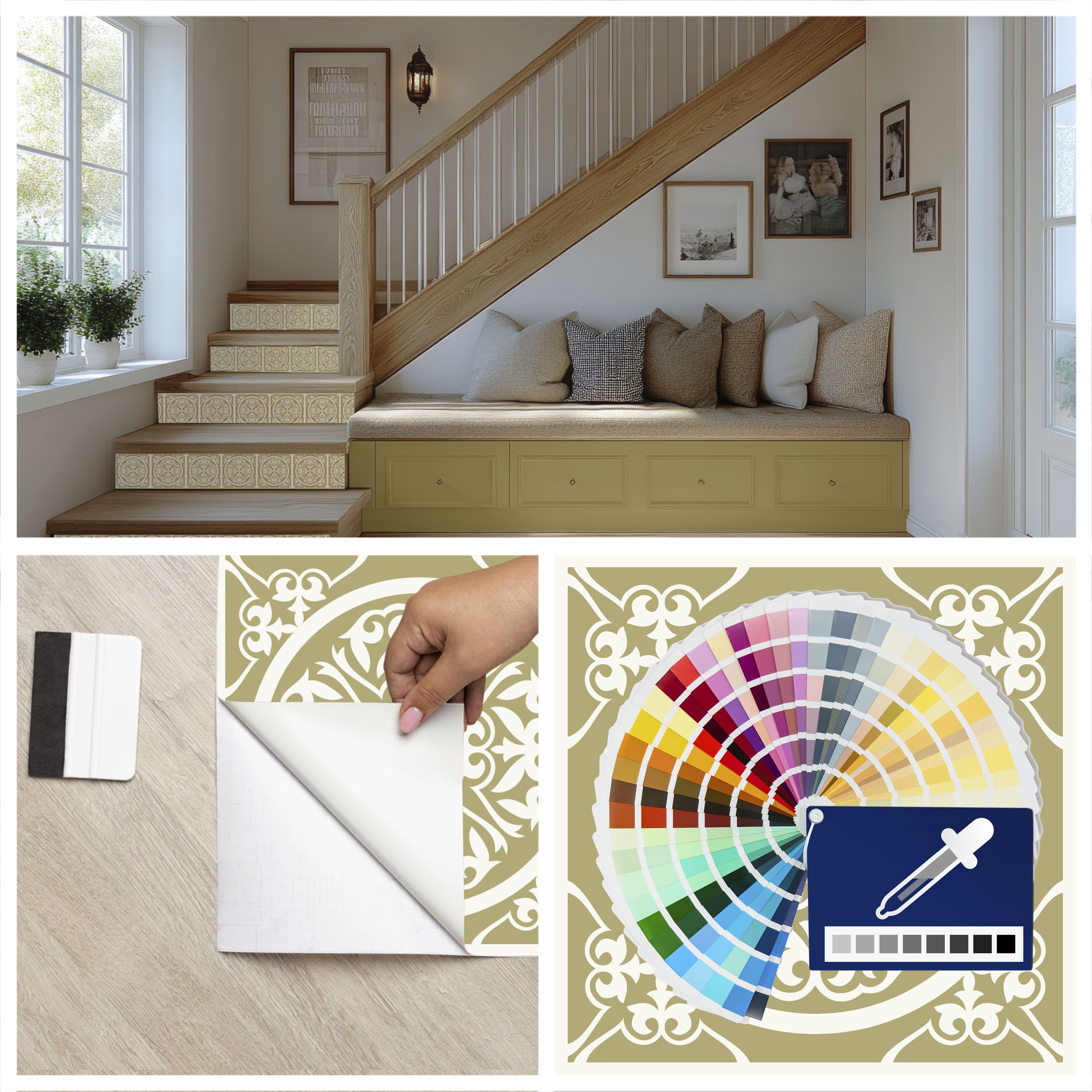 Wallsticker - Stair Riser / Choose your own color - Pattern /  Set of 13