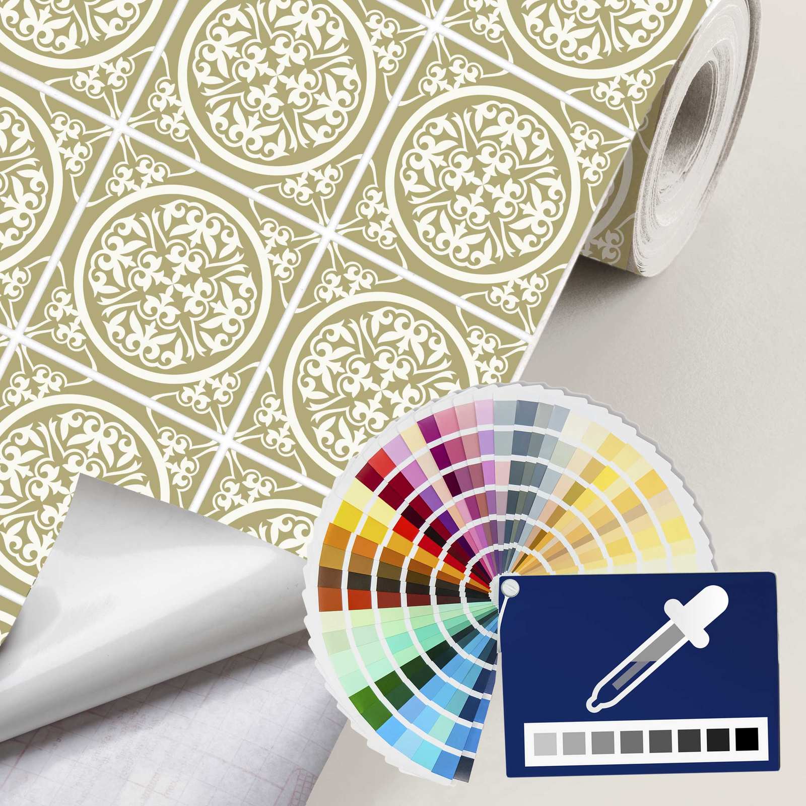 Contact Paper - Artistic Tiles / Choose Your Own Color / Peel and Stick