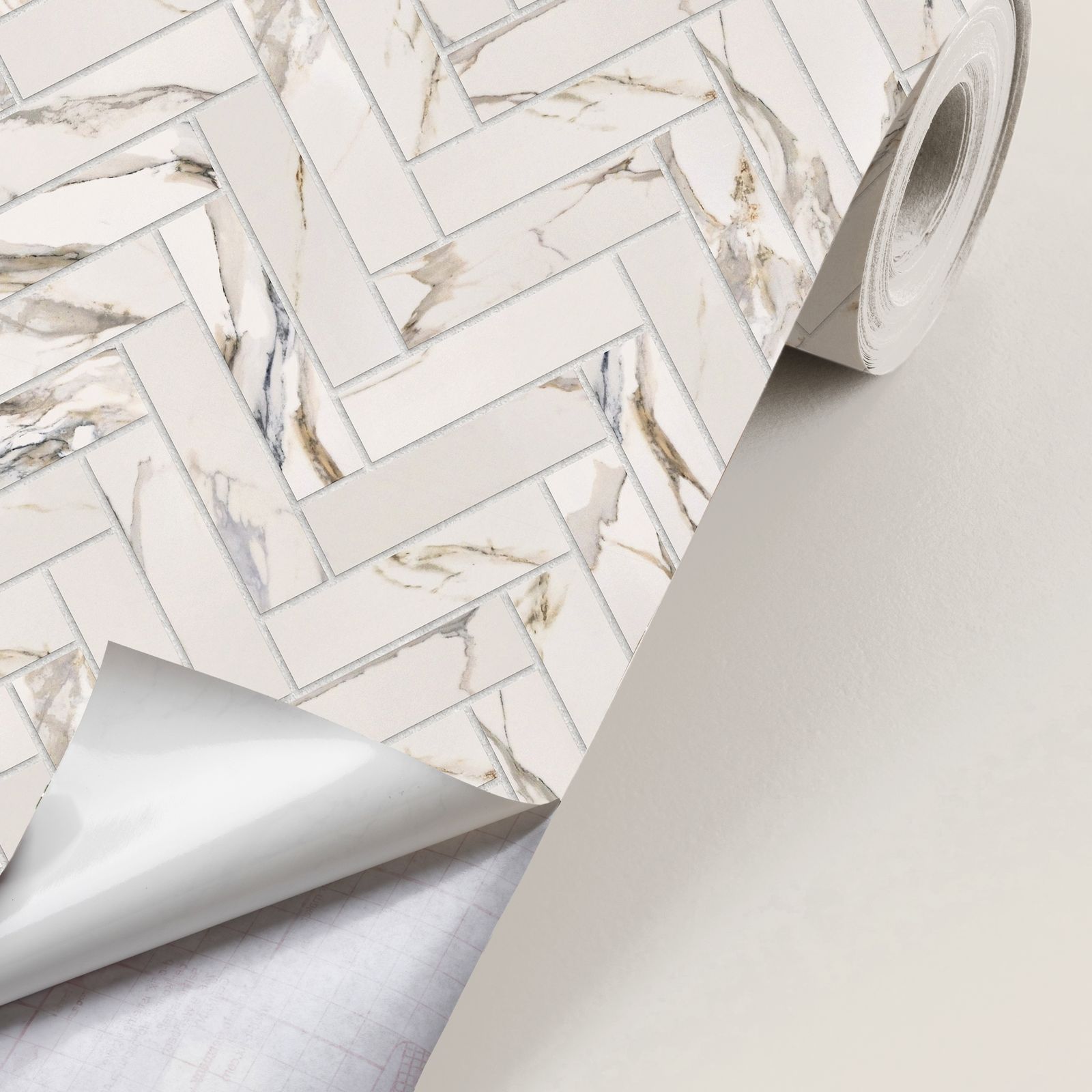 Contact Paper - Marble Herringbone / Peel and Stick