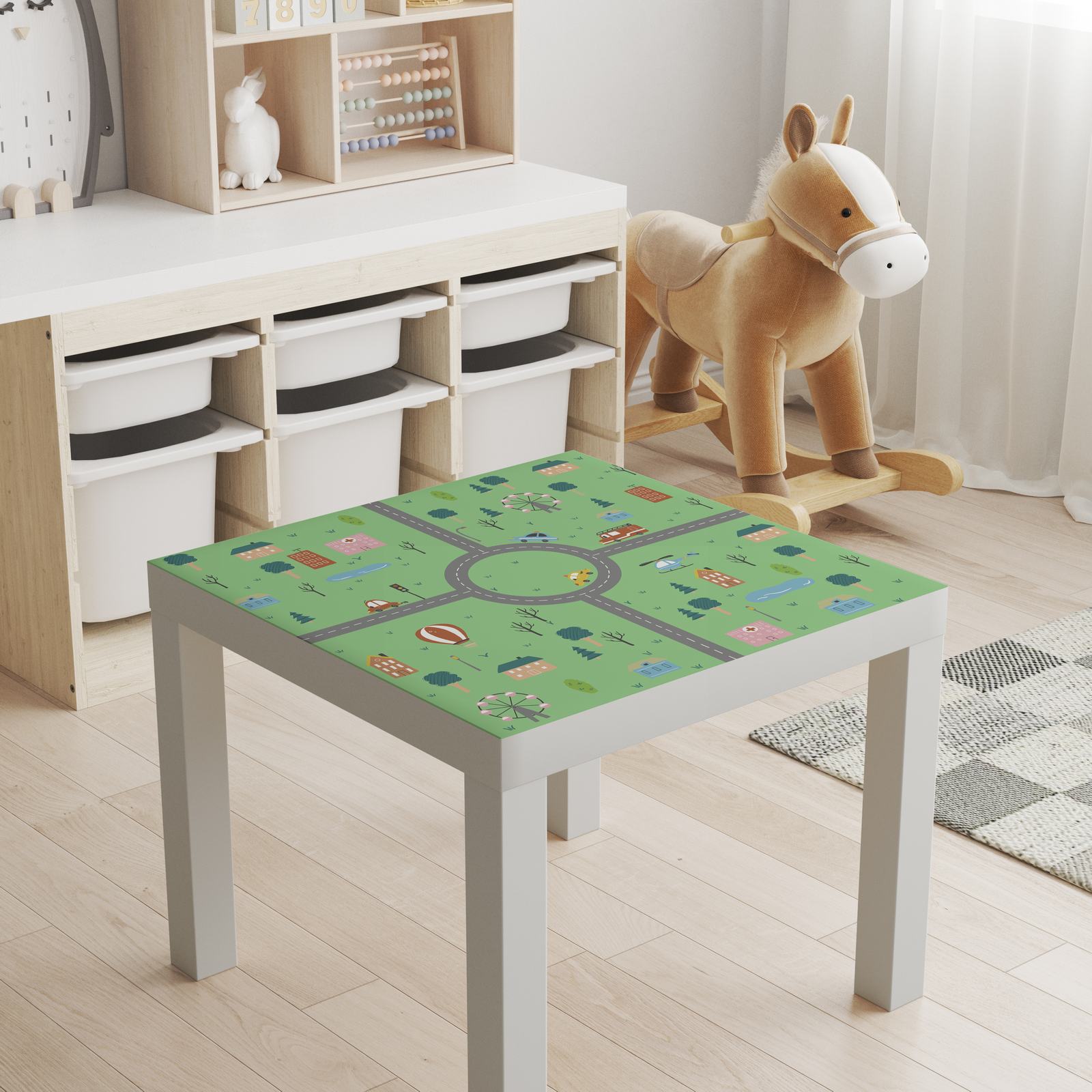Self-Adhesive Sticker – Lack Table Top Decal / Playful Town Design