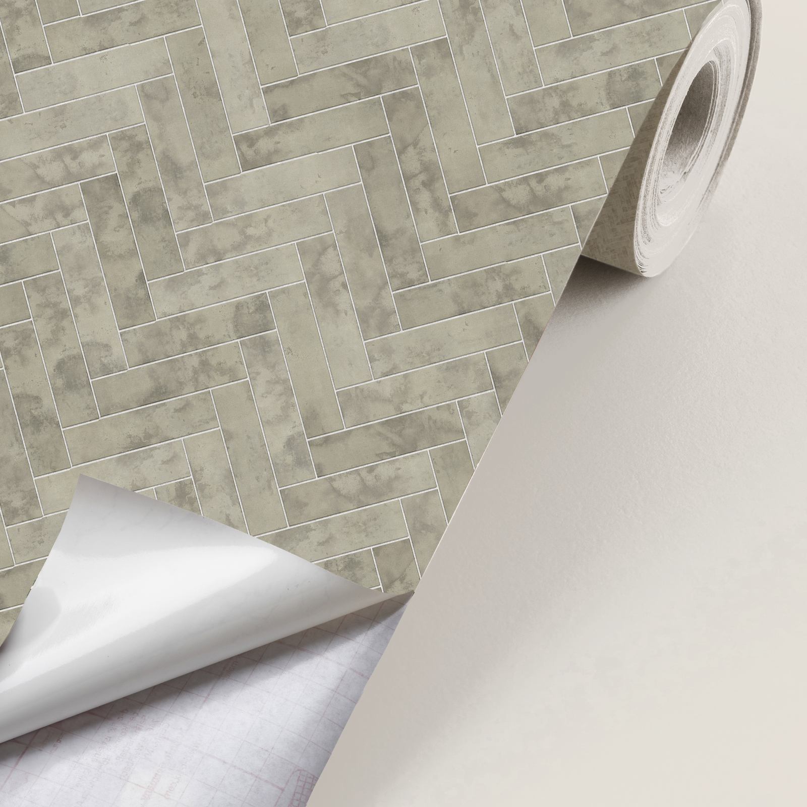 Contact Paper - Gray Herringbone Pattern / Peel and Stick