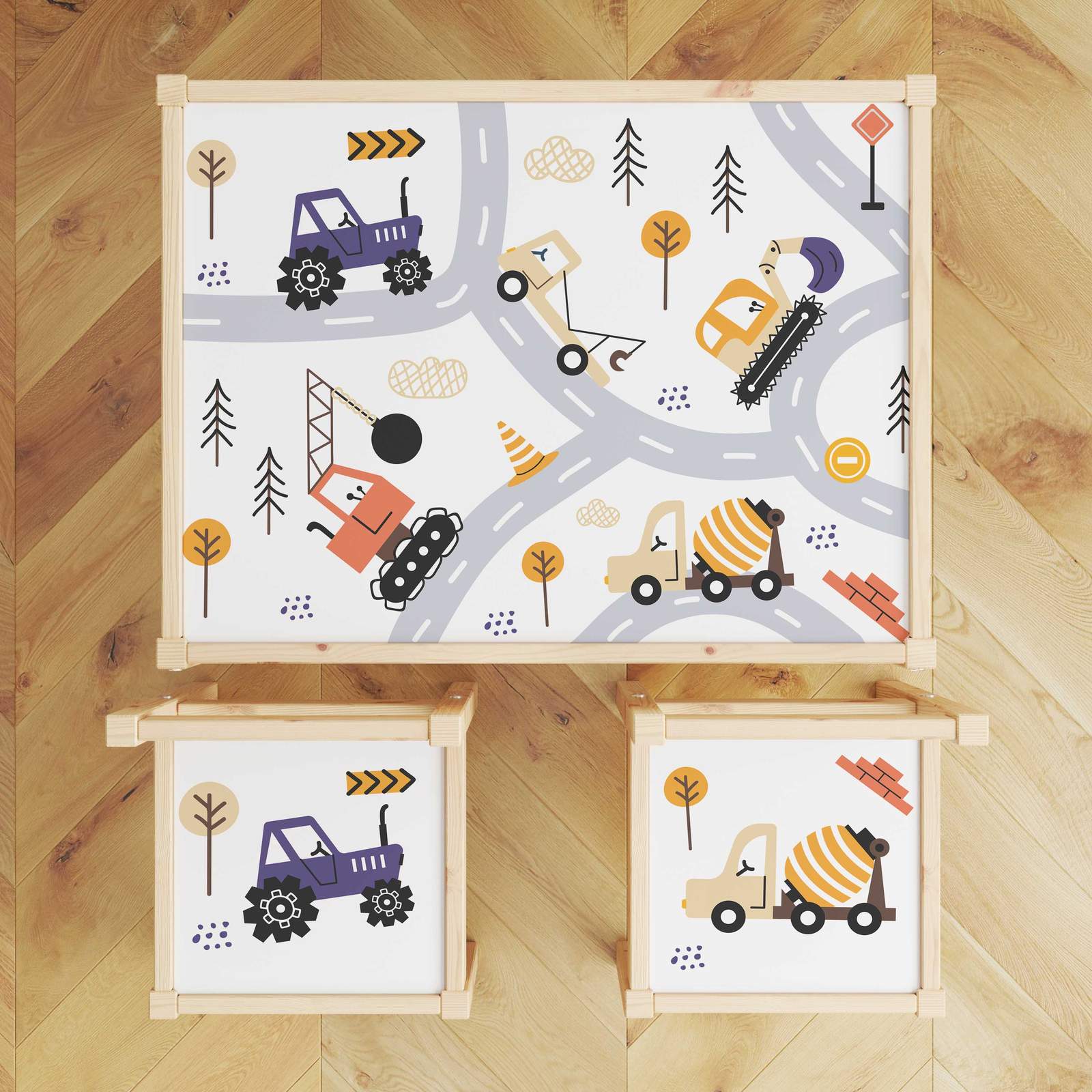 Self-Adhesive Sticker – Lätt Set Top Decal / Kids Room Construction