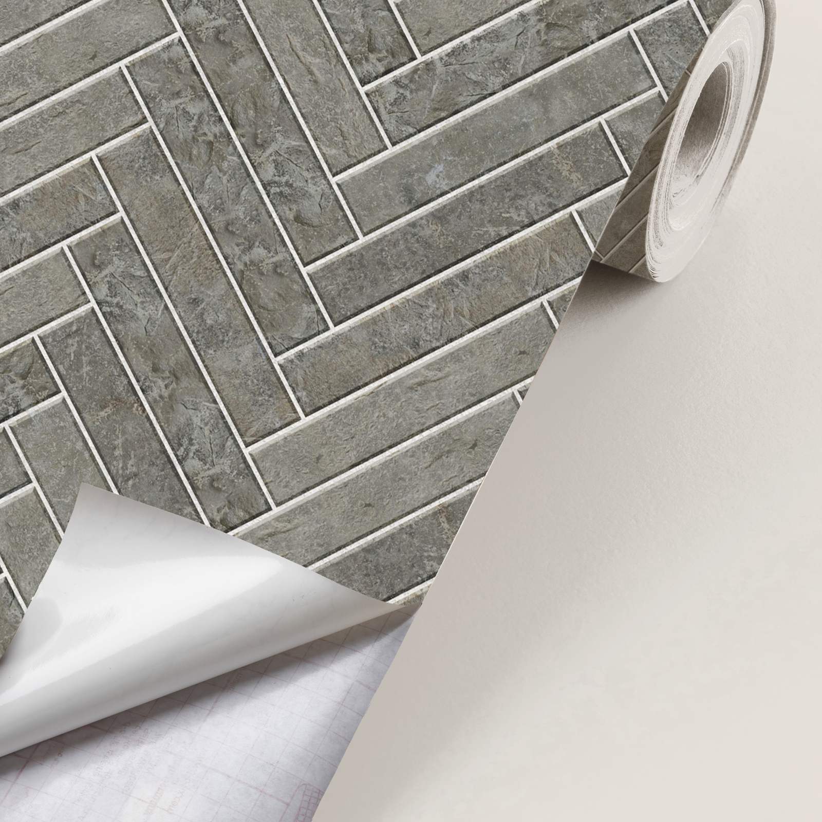 Contact Paper - Herringbone Stone Pattern / Peel and Stick