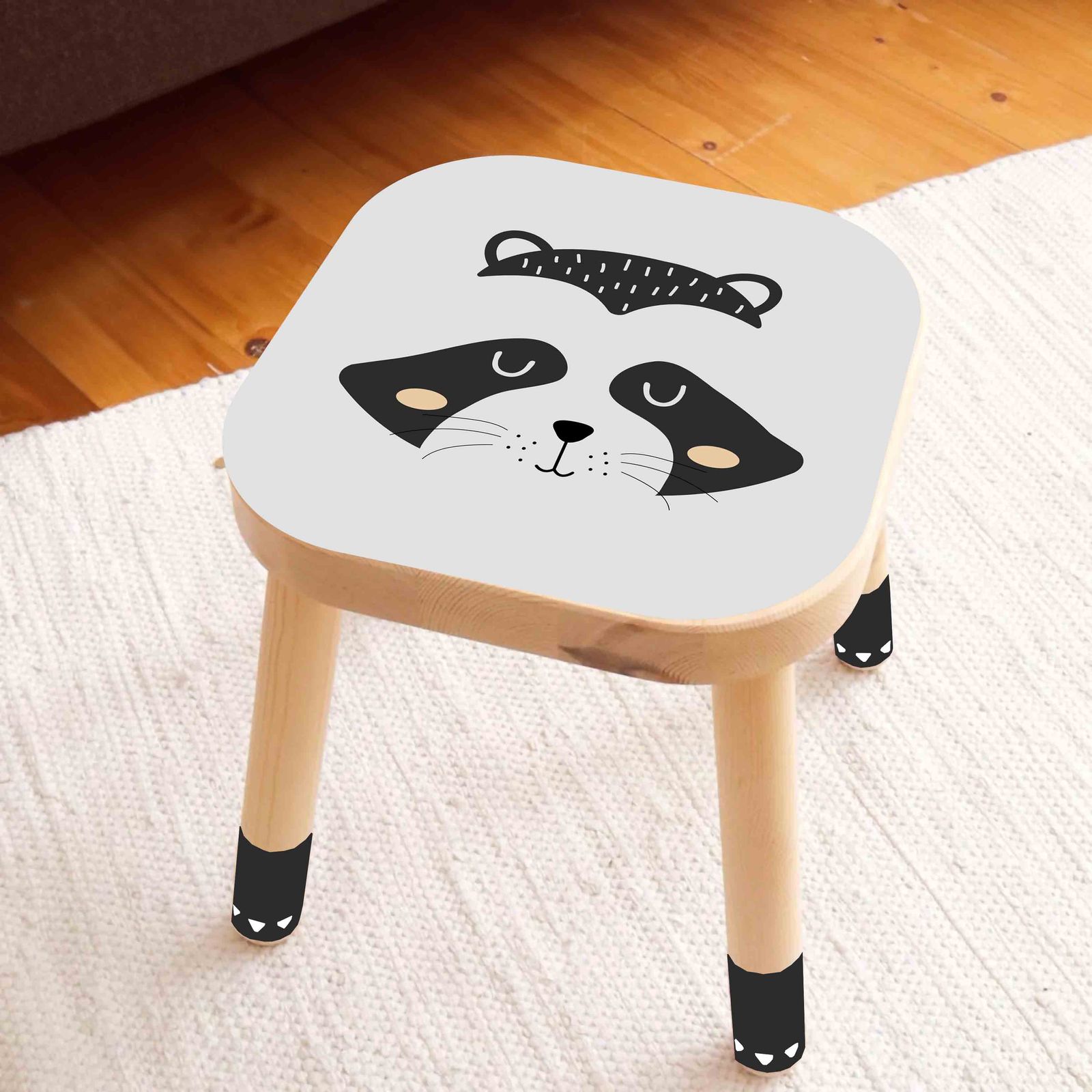 Self-Adhesive Sticker – Flisat Stool Decal / Raccoon Design