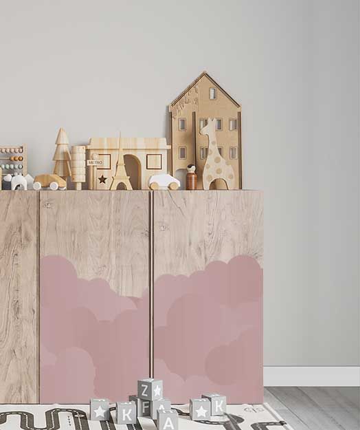 Self-Adhesive Sticker – Ivar Cabinet Decal / Pink Cloud Design
