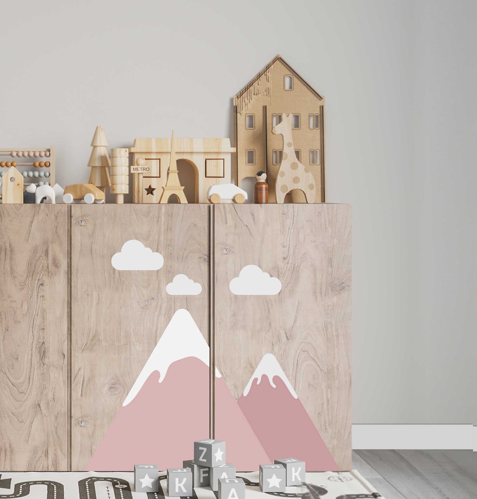 Self-Adhesive Sticker – Ivar Cabinet Decal / Mountain Scene