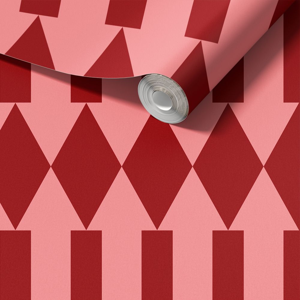 Contact Paper - Red Geometric Design / Peel and Stick