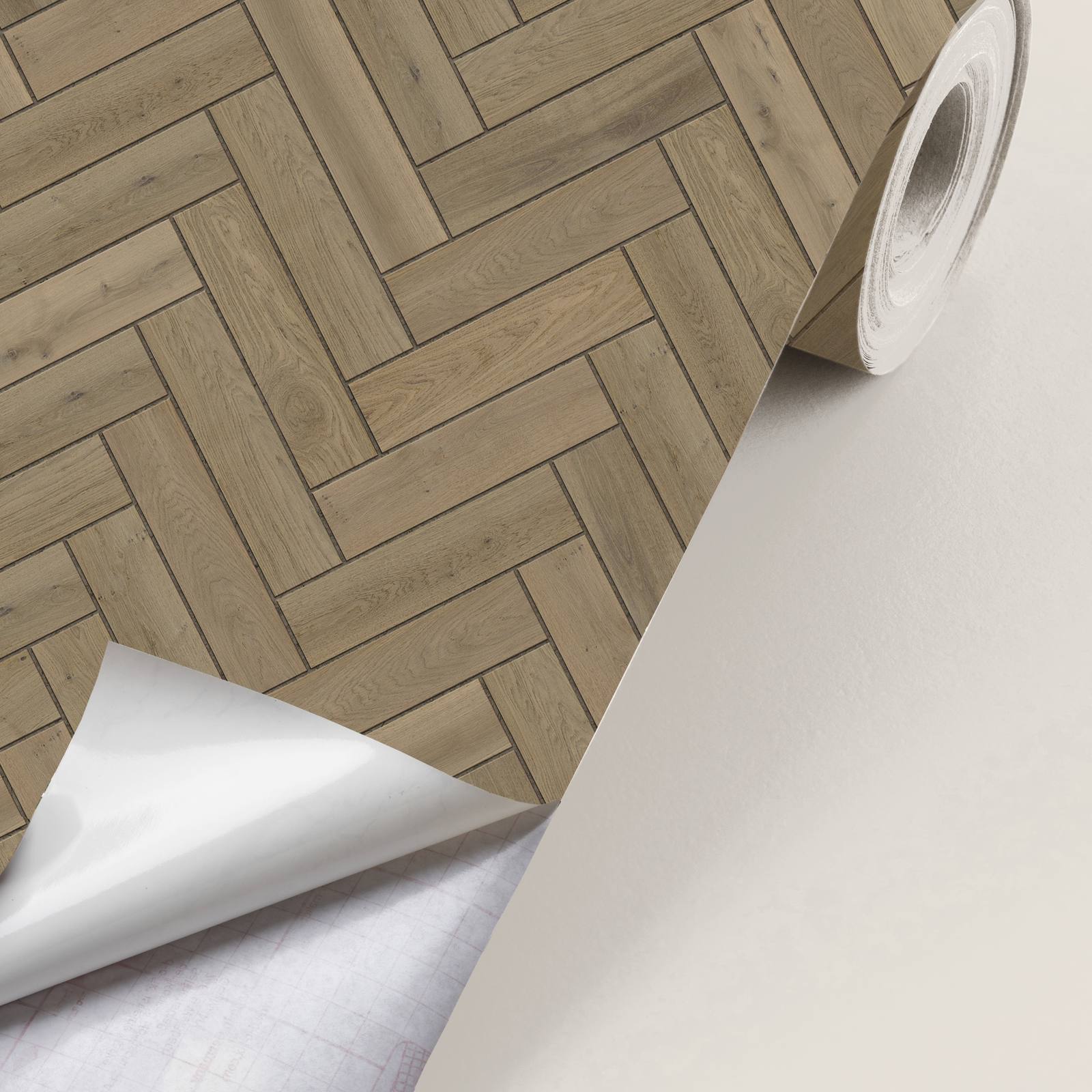 Contact Paper - Herringbone Wood Pattern / Peel and Stick