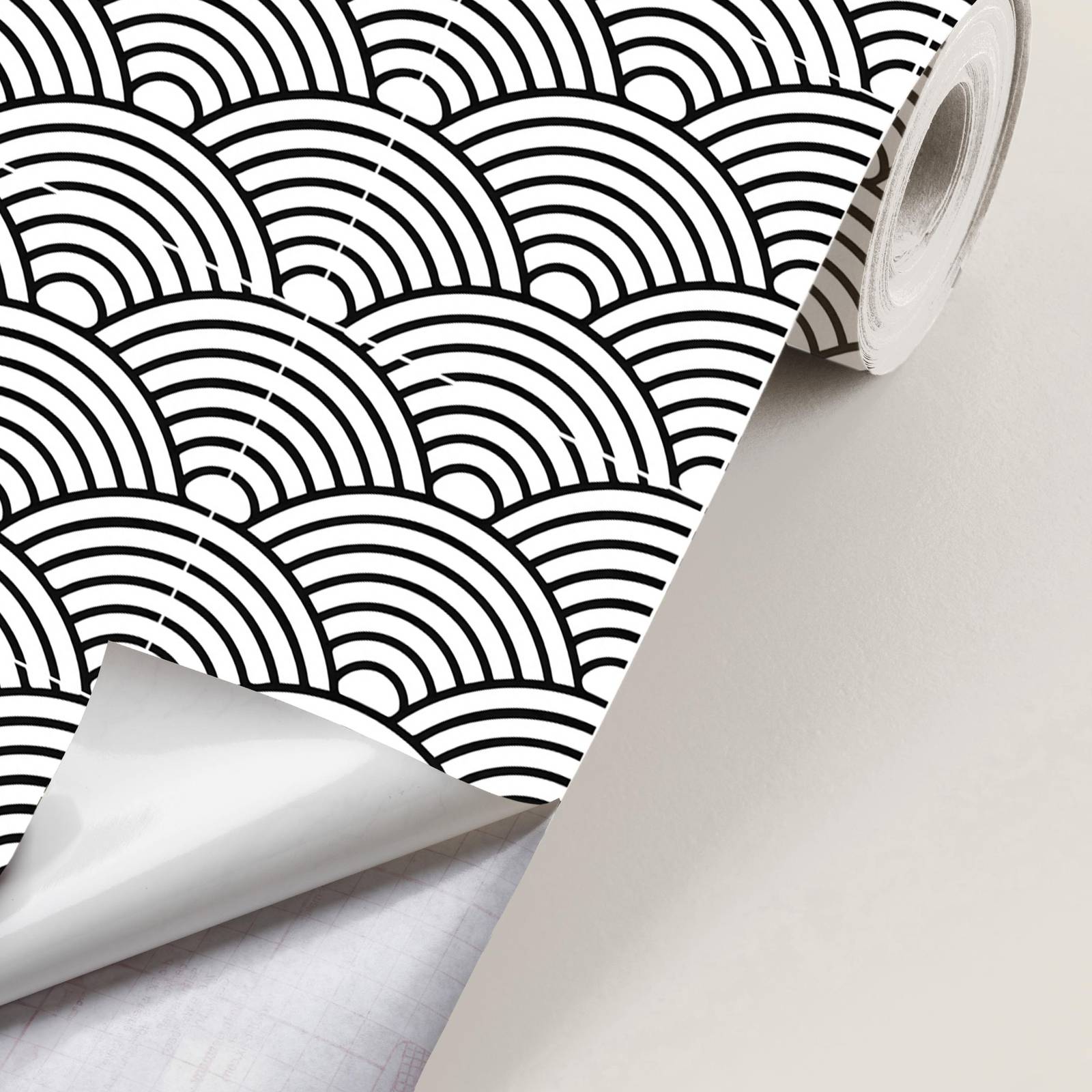 Contact Paper - Black and White Waves / Peel and Stick