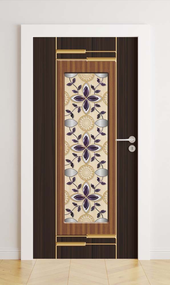 Door stickers - Floral Wood Panel / Peel and Stick