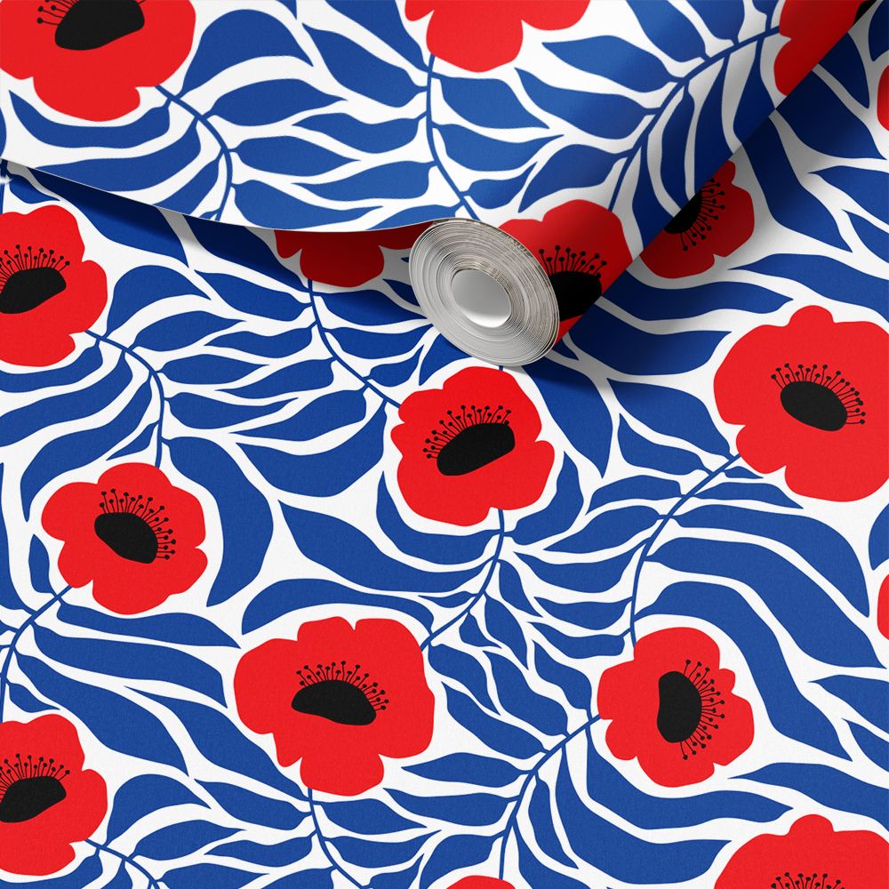 Contact Paper - Red Floral Design / Peel and Stick