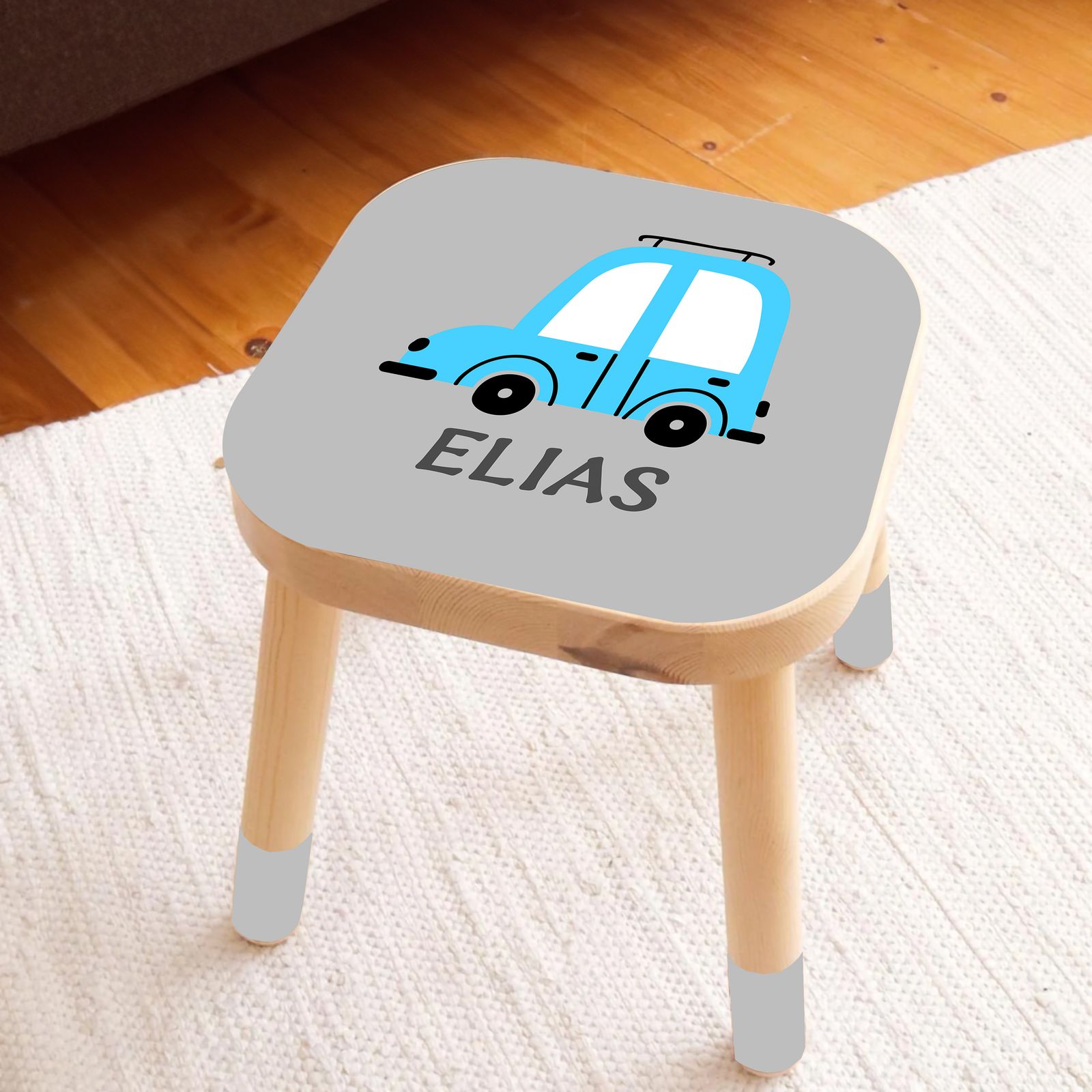 Self-Adhesive Sticker – Custom Flisat Stool Decal / Blue Car Design