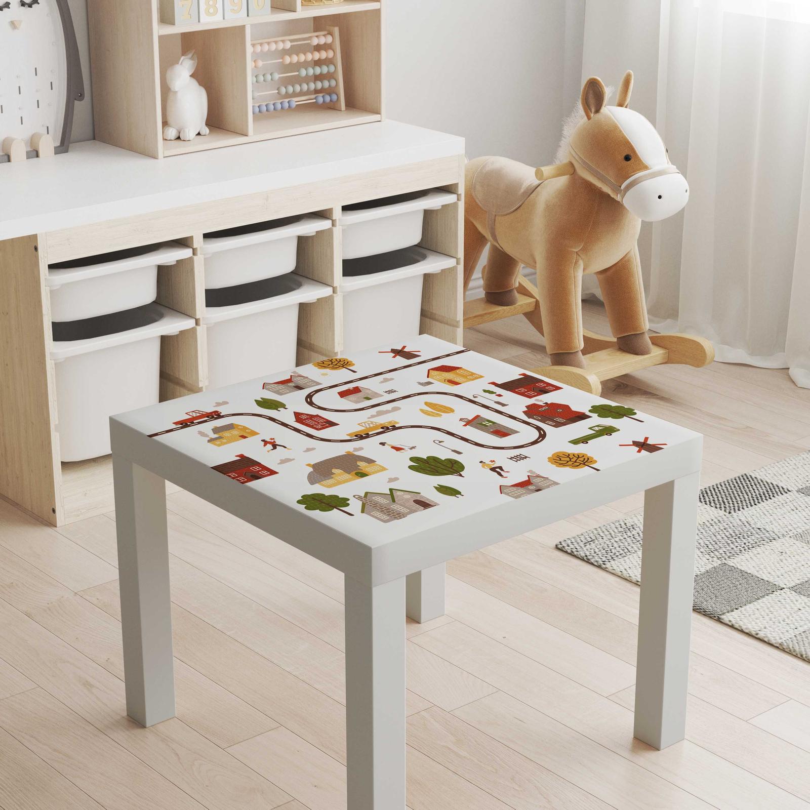 Self-Adhesive Sticker – Lack Table Top Decal / Playful Cityscape