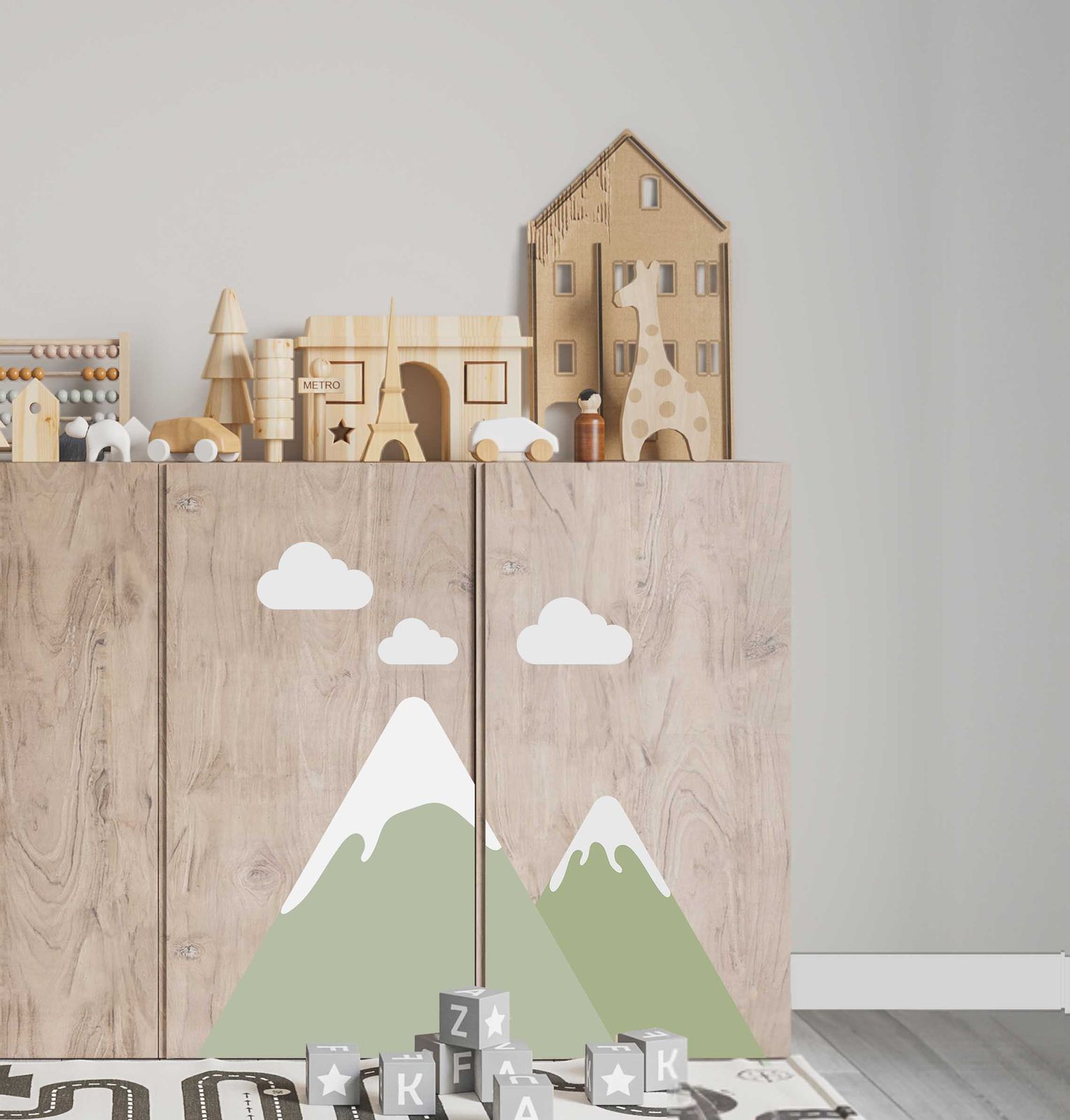 Self-Adhesive Sticker – Ivar Cabinet Decal / Mountain Scene