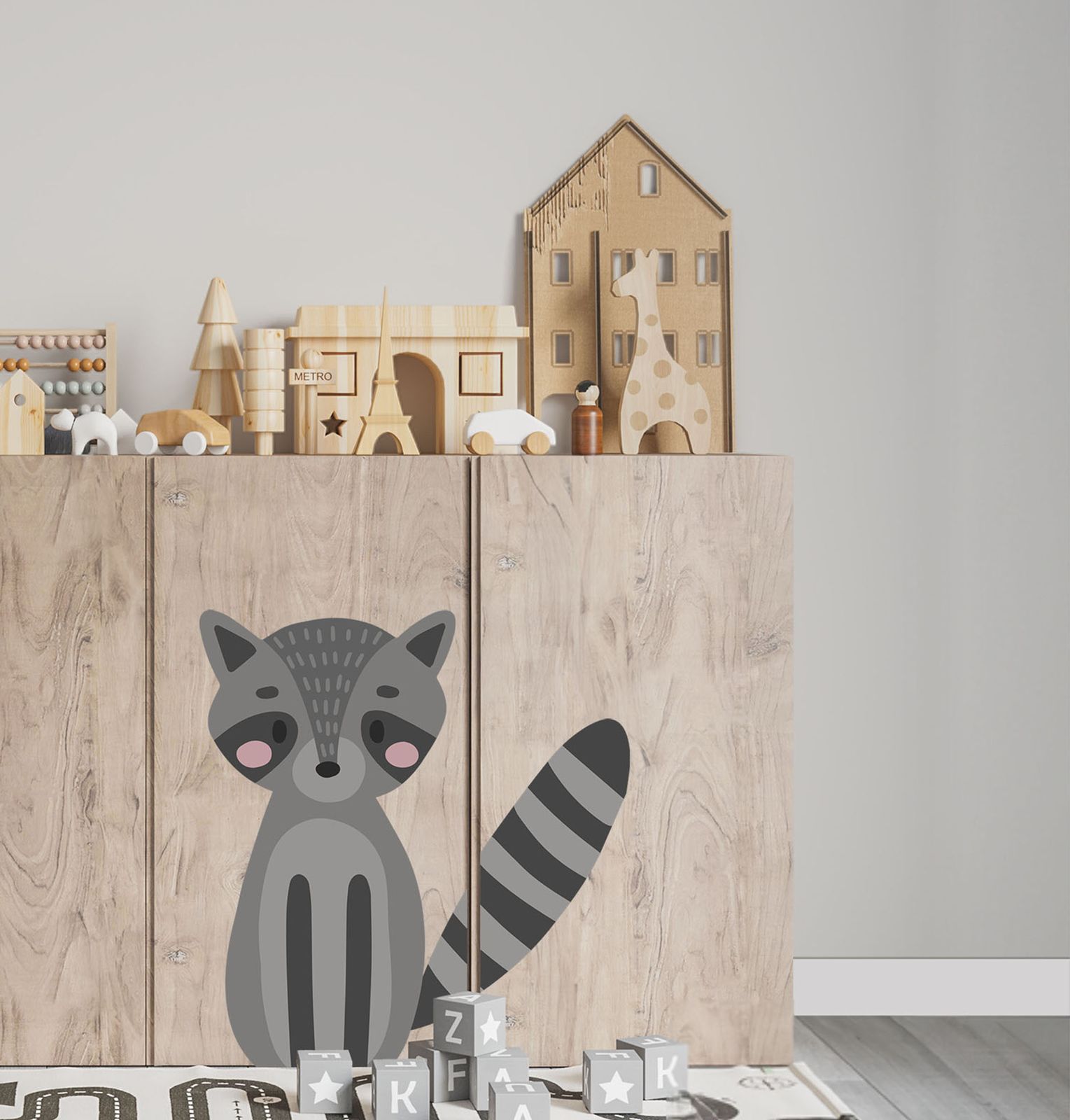 Self-Adhesive Sticker – Ivar Cabinet Decal / Raccoon Design