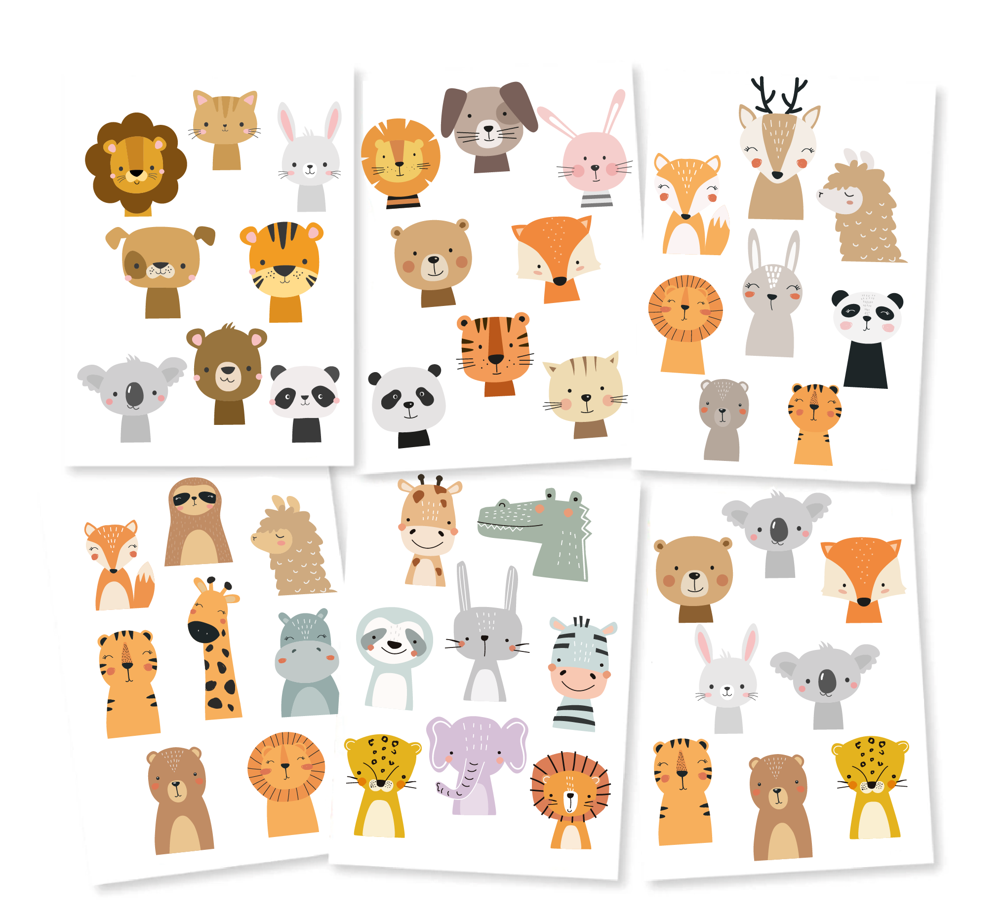 Stickers - Cute Animals  Mixed 6 sheets