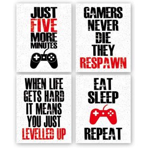  Poster - Video Game / Inspirational Words / Set of 4