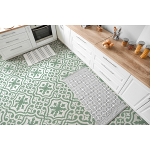 Floor Tiles Sticker -  Green / Peel and Stick / 24 pcs