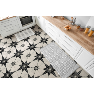 Floor Tiles Sticker -  Black Pattern / Peel and Stick / 24 pcs