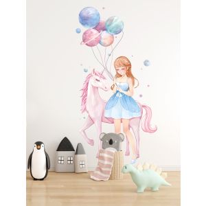  Wallsticker -  Unicorn  and Girl