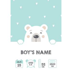 Poster -   Birth poster – Bear / Personalised