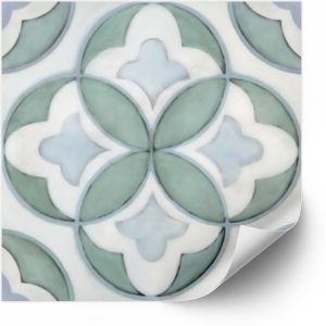   Tiles Sticker -  Blue floral pattern  / 02 / Set of 24