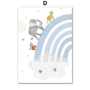    Poster - Animals  on the Rainbow / Blue / Left Side view