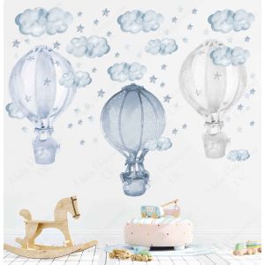 Wallsticker -  Blue Balloons / Clouds / Stars