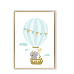 Posters - Animals in Blue Hot Air Balloon