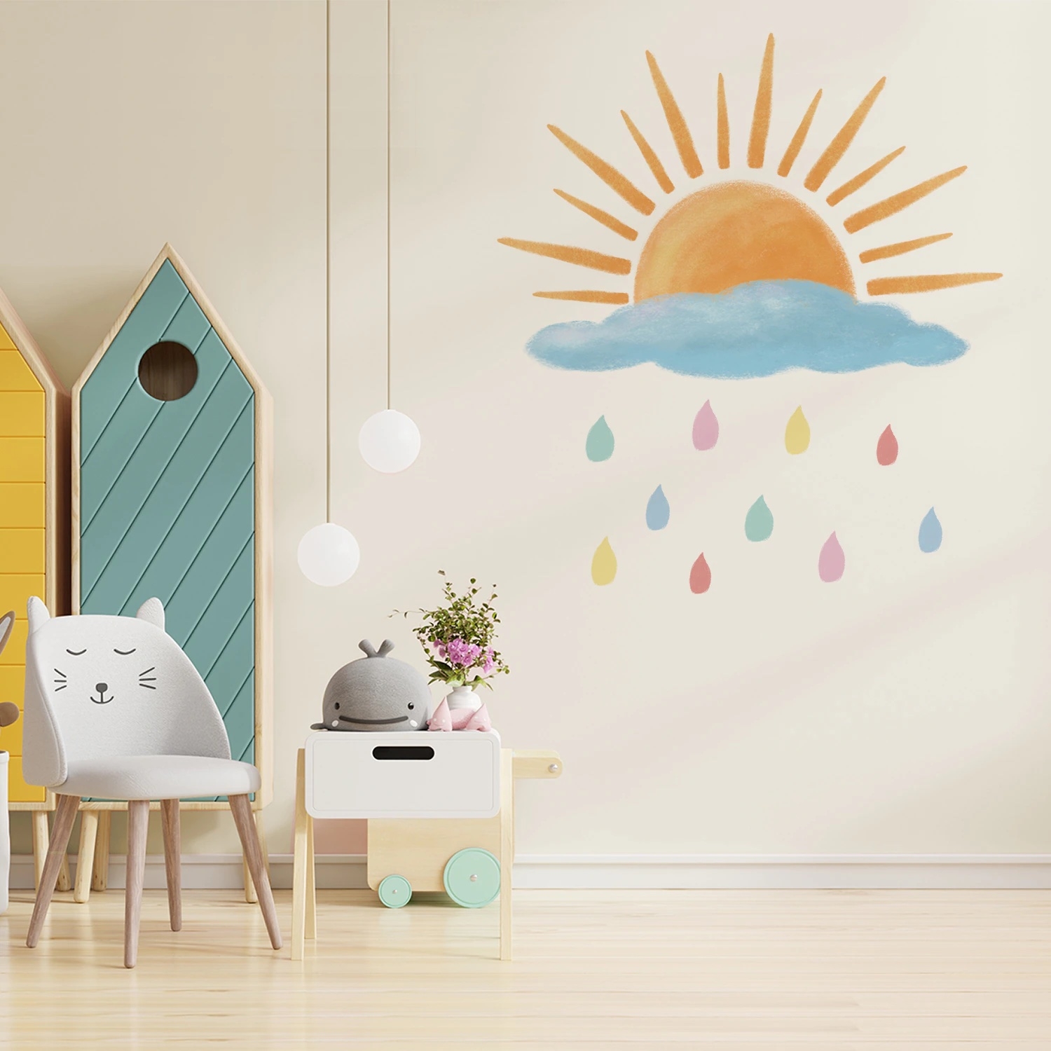 Wallsticker - Half Sun with Clouds