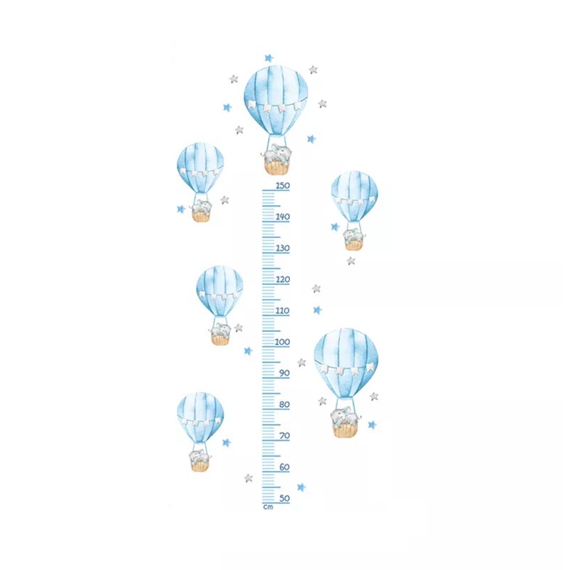 Wallsticker - Height Measure / Elephant in Air Balloons / Blue