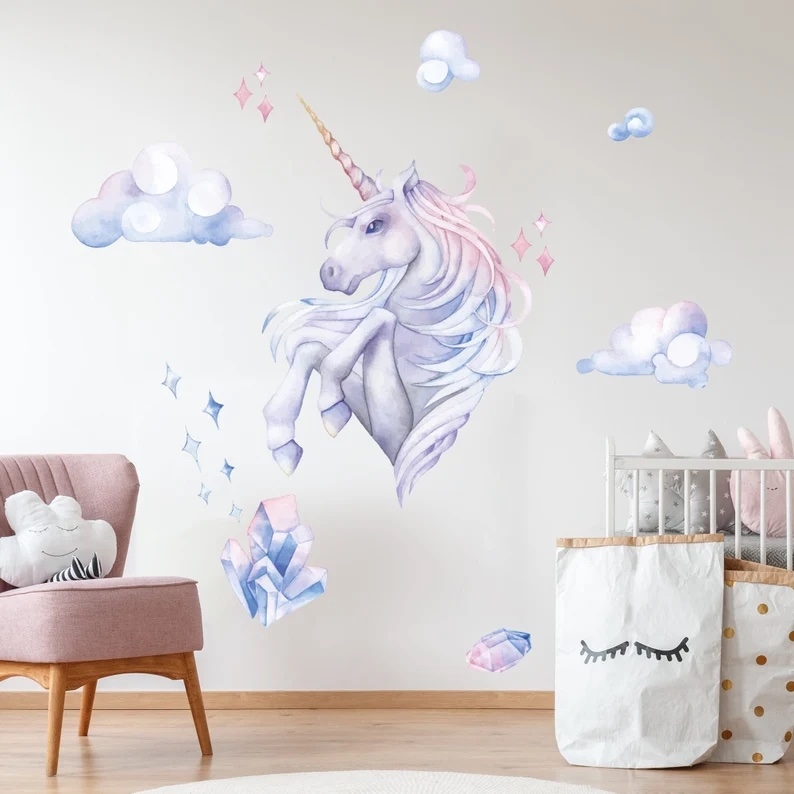 Wallsticker - Magical Unicorn with Clouds