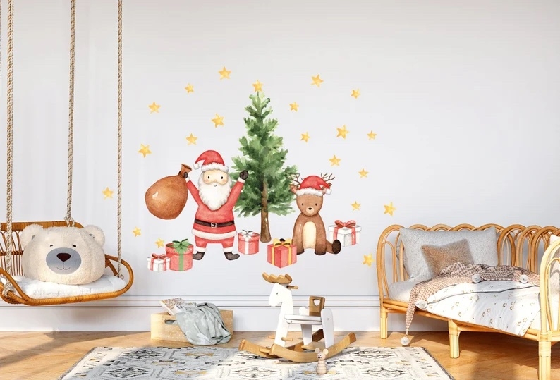 Wallsticker -  Christmas Tree with Santa Claus