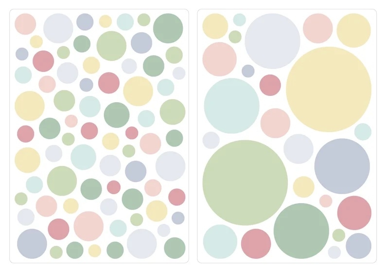 Wallsticker - Dots /  Pastel Pink Yellow Mint / 100 pieces / 04