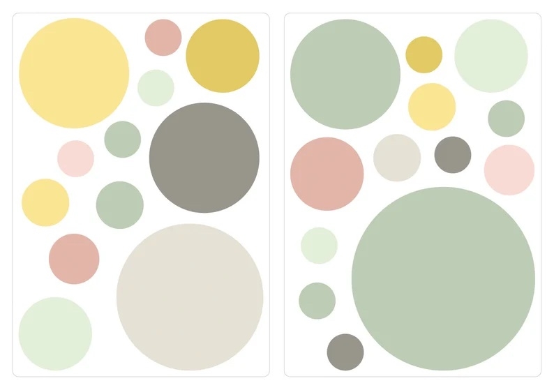 Wallsticker - Dots / Rose Mint Grey